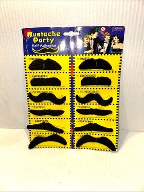 New Mustache Party Self-Adhesive Stick-On Moustaches - Black